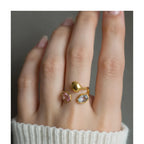 Geometric Zircon Open Ring