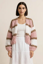 Color Block Open Front Cardigan