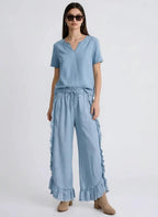 Raw Hem Wide Leg Jeans