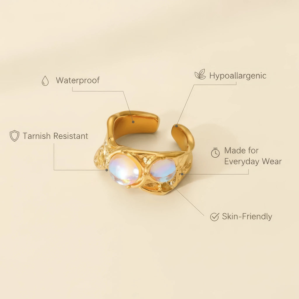 French Moonstone Open Ring