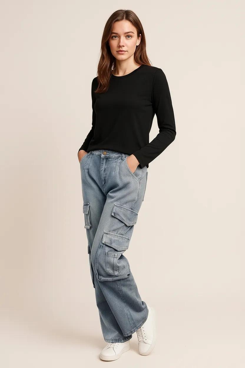 Washed Jeans with Pockets