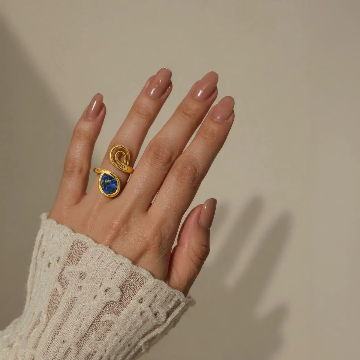 Blue Stone Open Ring