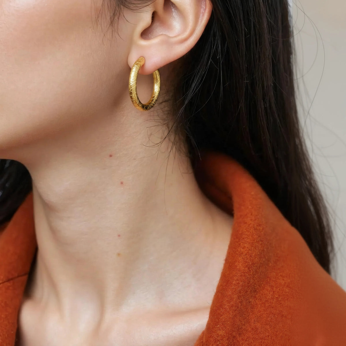 Peach C Textured  Earrings