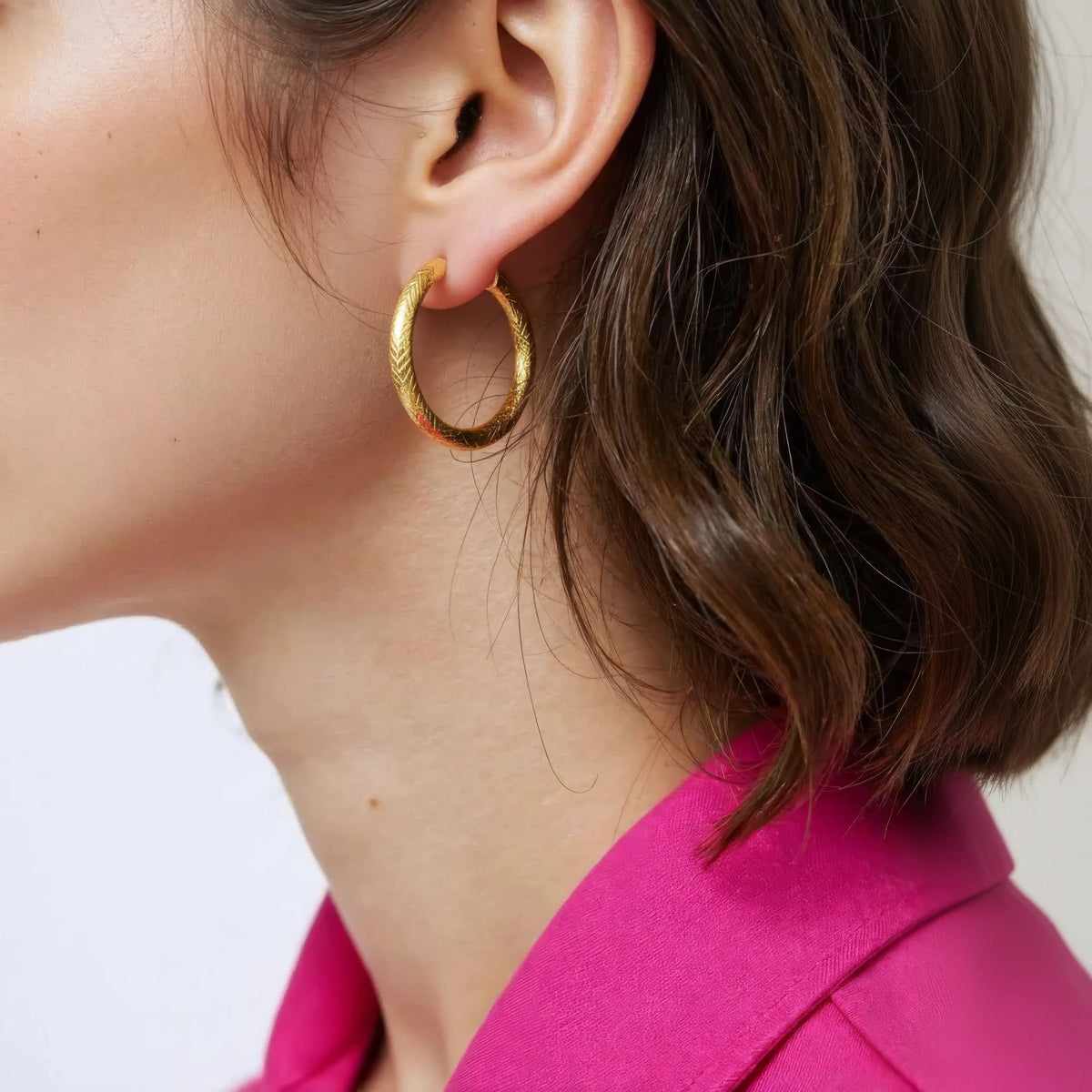 Peach C Textured  Earrings