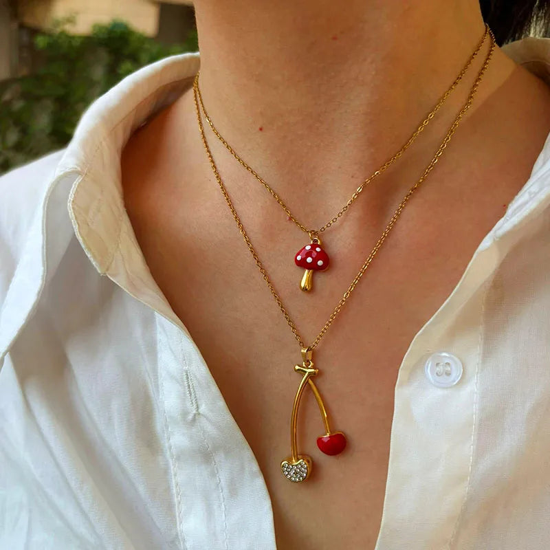 Sweet Cherry Pendant Necklace