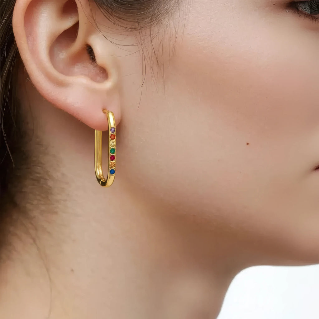 Colored Diamond Hoop Earrings