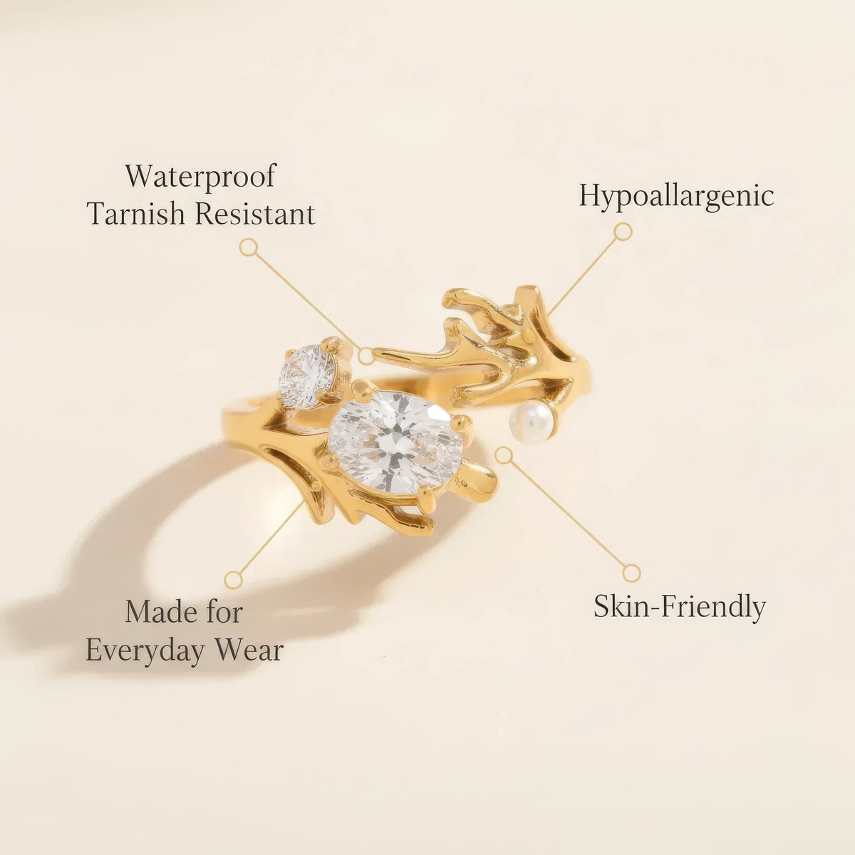 Coral Zircon Open Ring