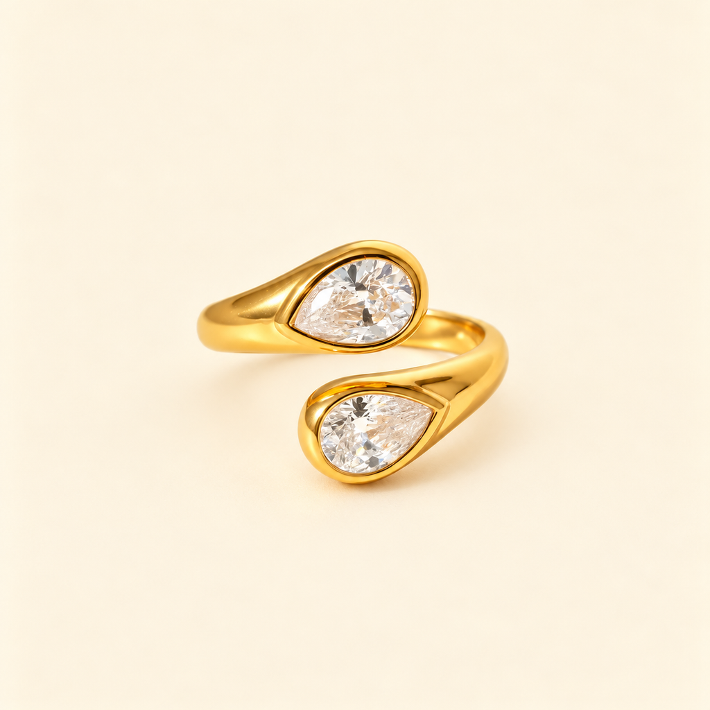Geometric Waterdrop Open Ring