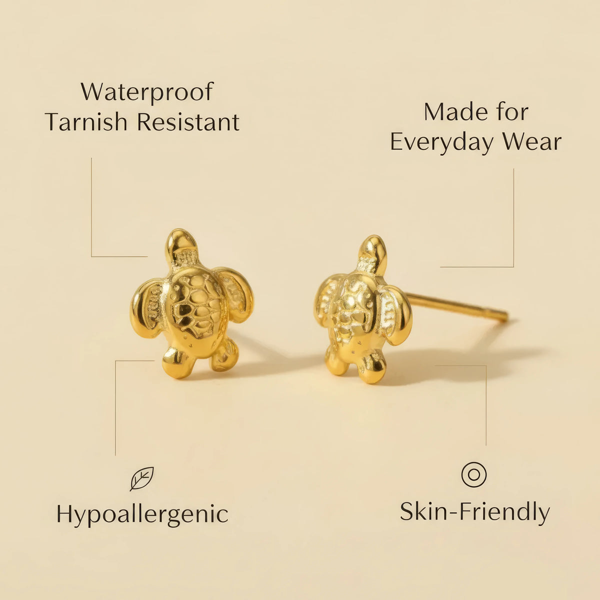 Golden Turtle Studs