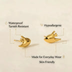 Golden Little Fish Stud Earrings