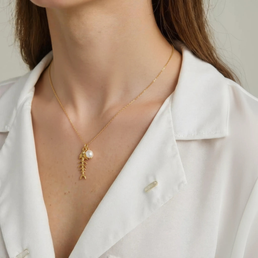 Fish Bone Pendant Necklace