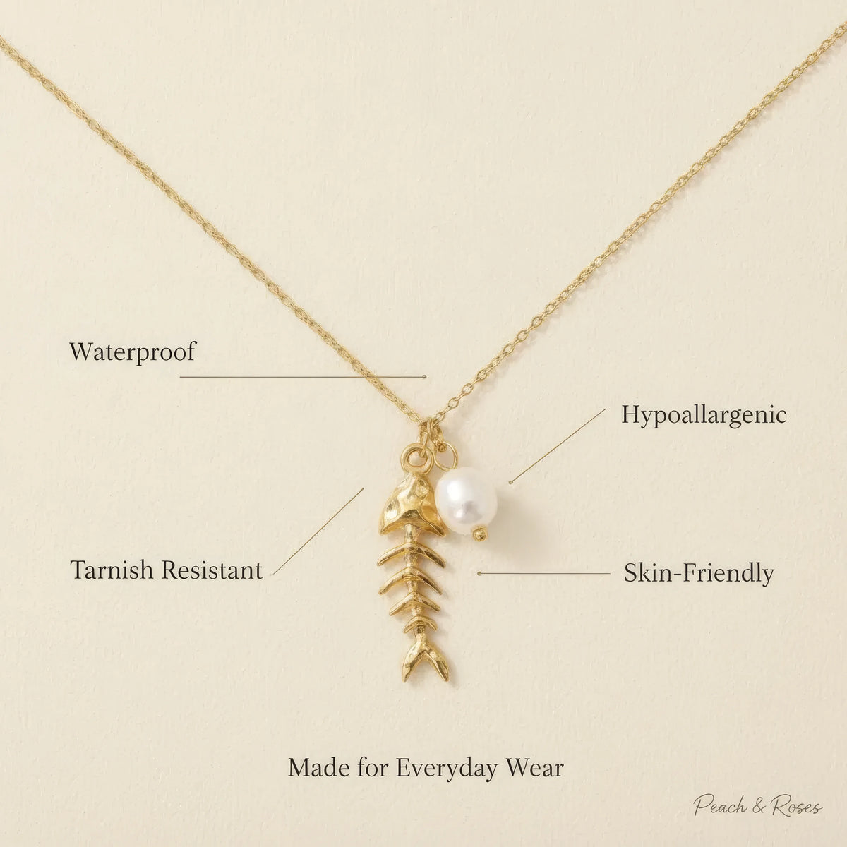 Fish Bone Pendant Necklace