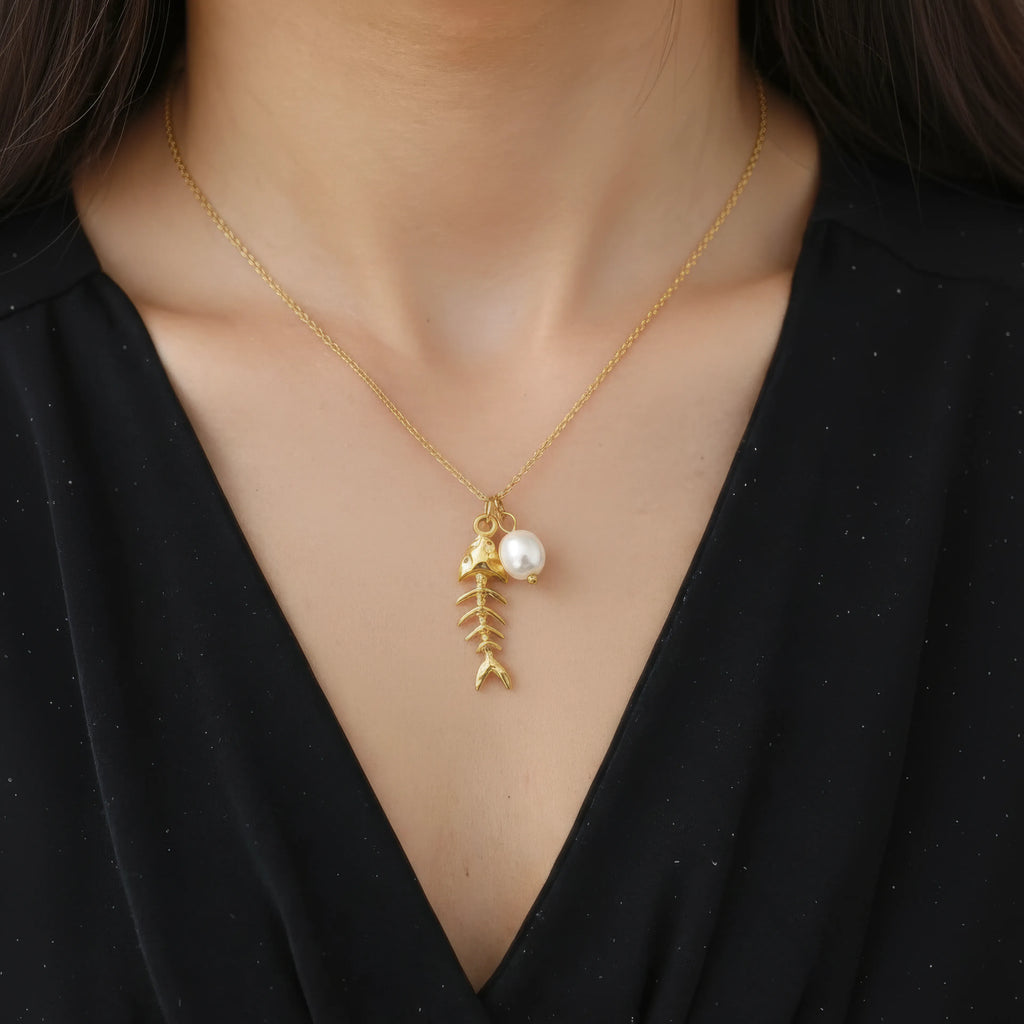 Fish Bone Pendant Necklace