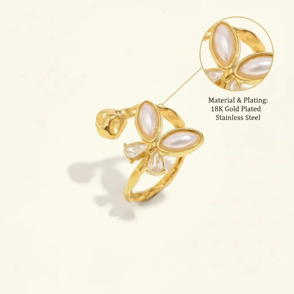 Geometric Butterfly Open Ring