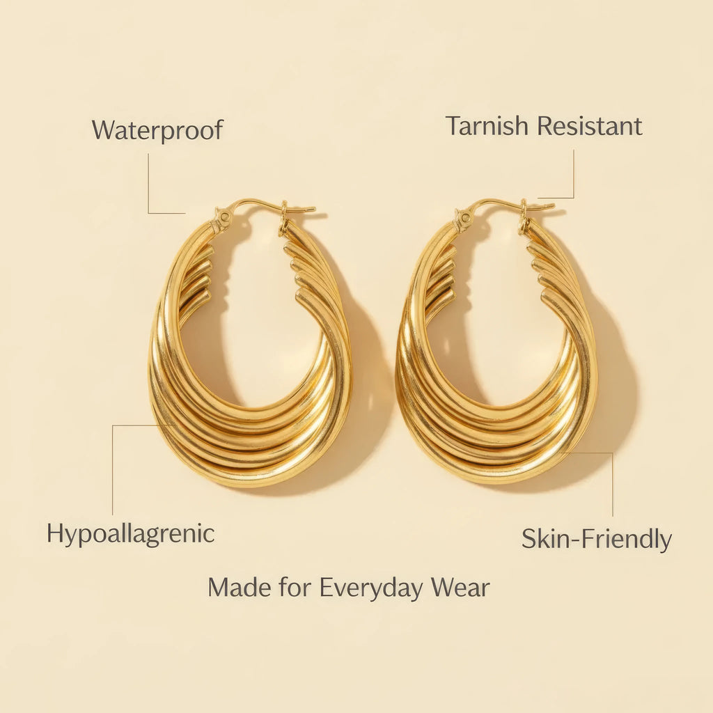 Golden Twist Hoops