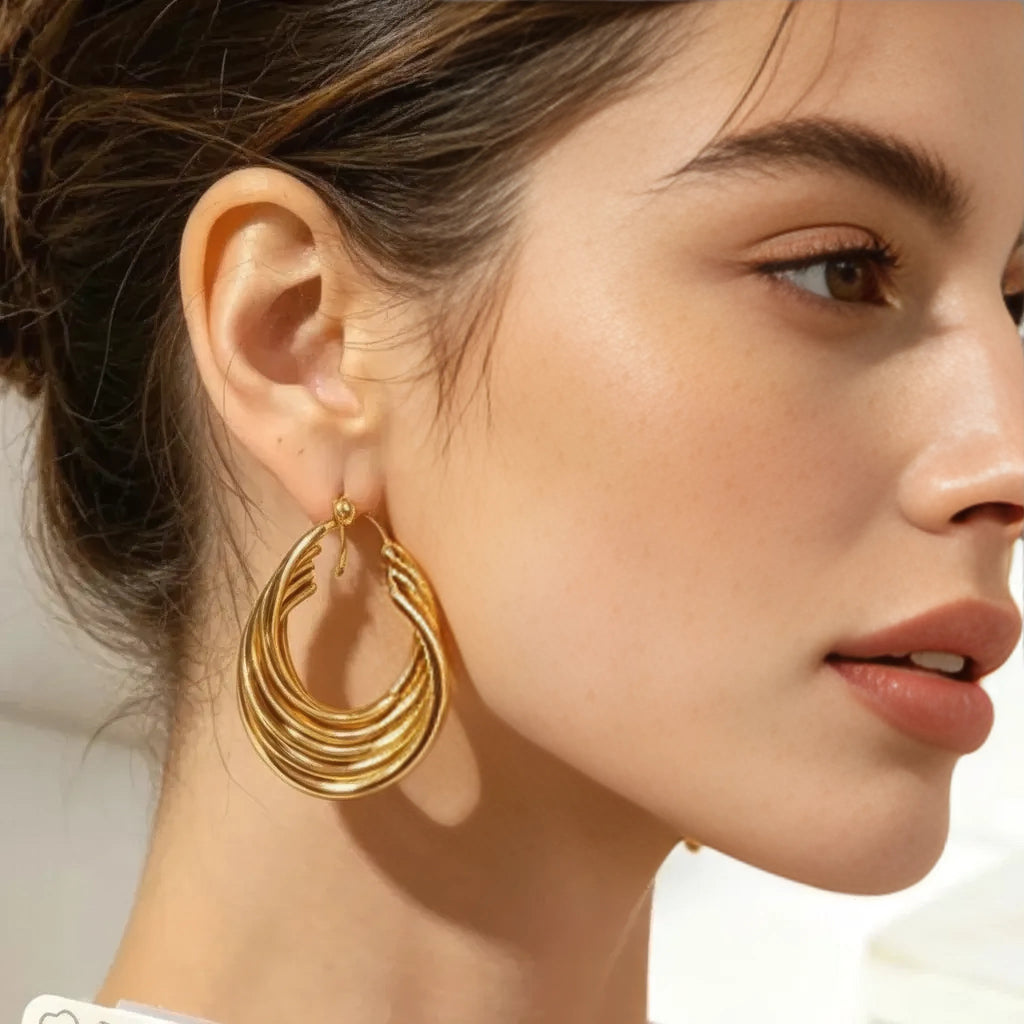 Golden Twist Hoops