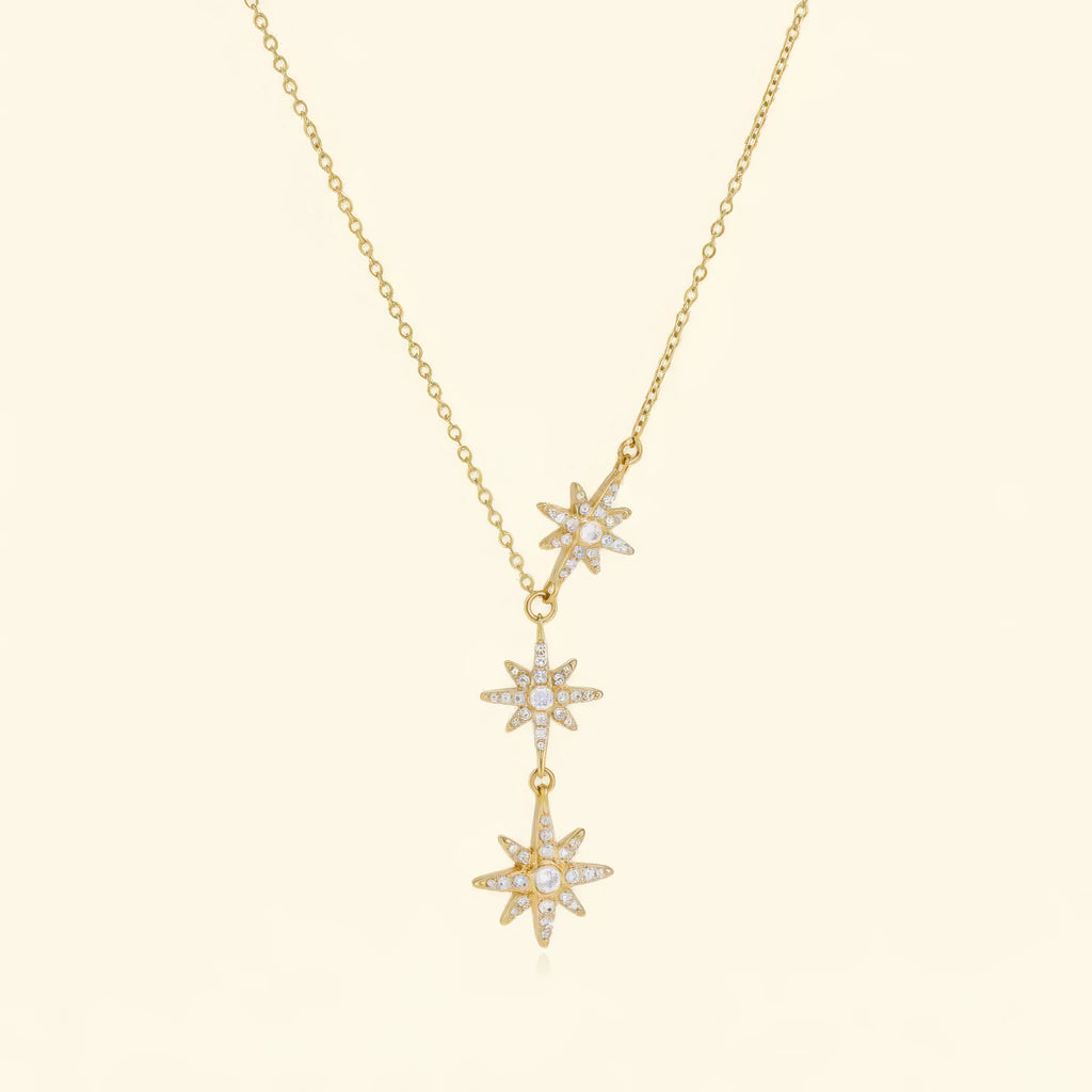 Triple Starburst Drop Necklace