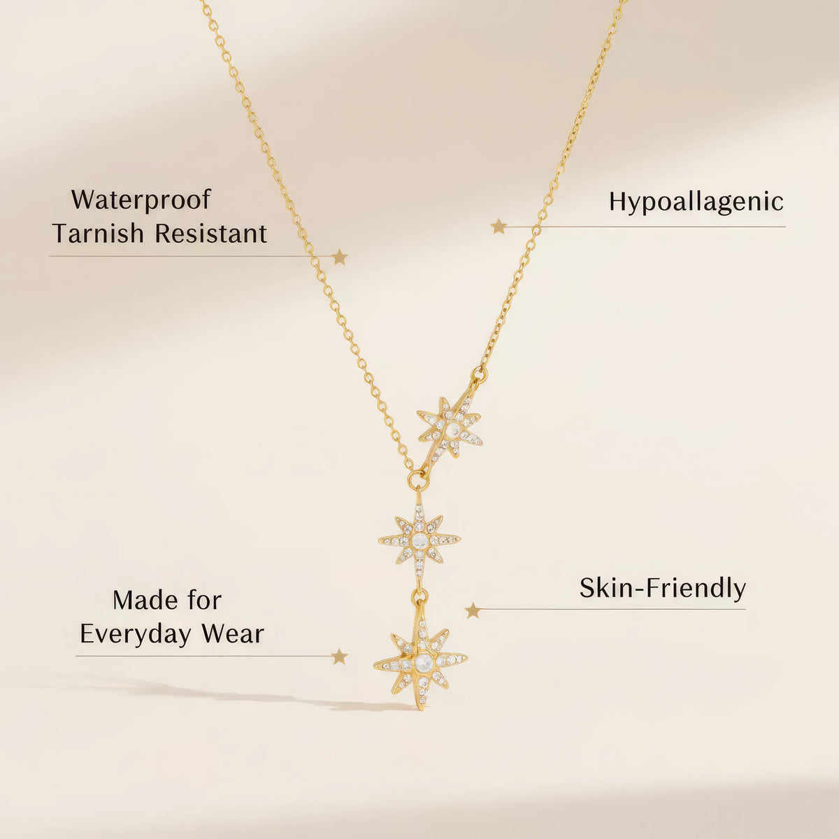 Triple Starburst Drop Necklace