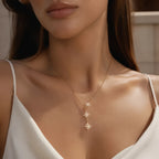 Triple Starburst Drop Necklace