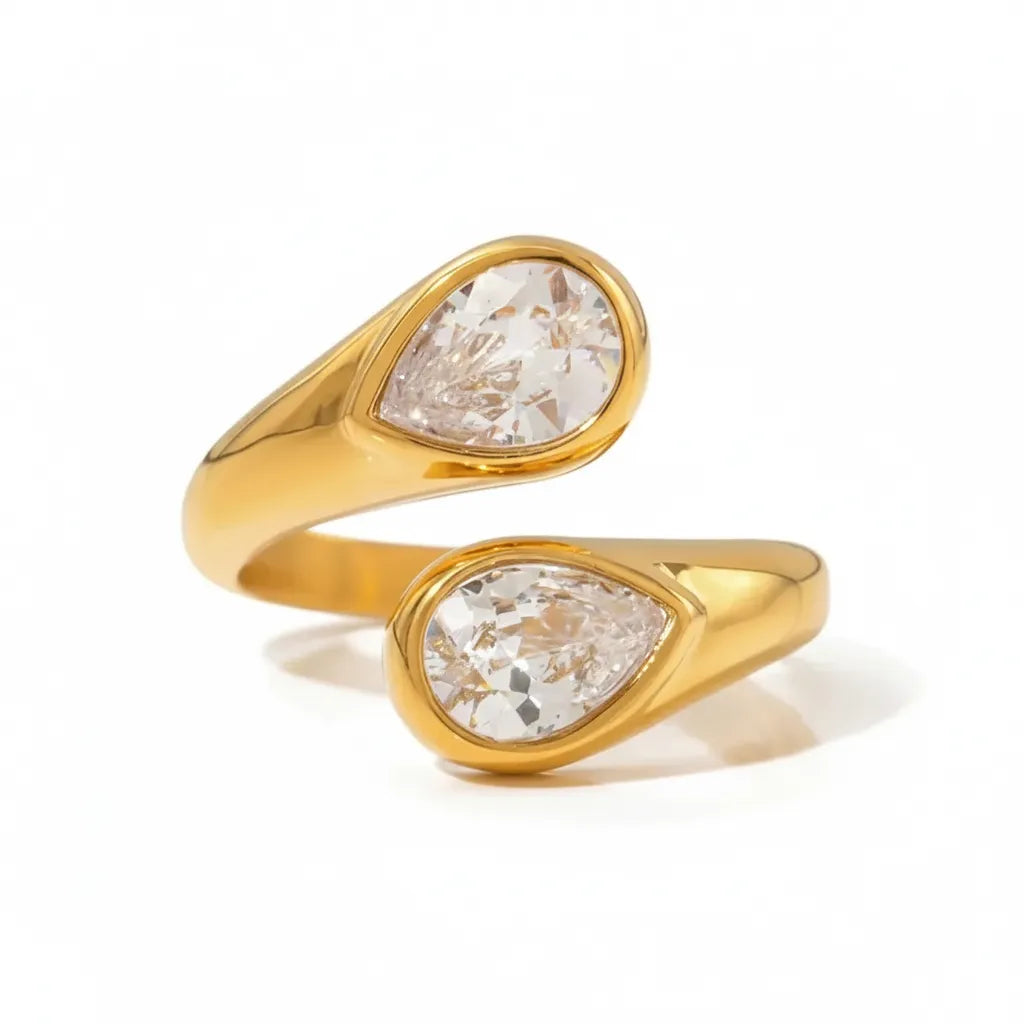 Geometric Waterdrop Open Ring