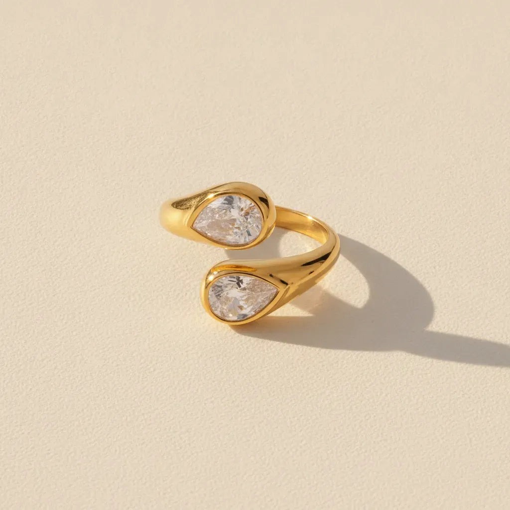 Geometric Waterdrop Open Ring