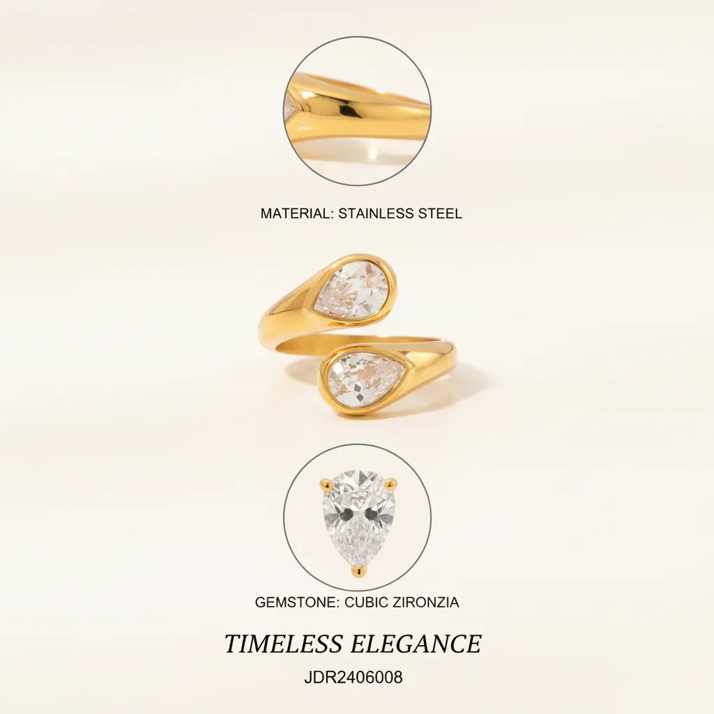 Geometric Waterdrop Open Ring
