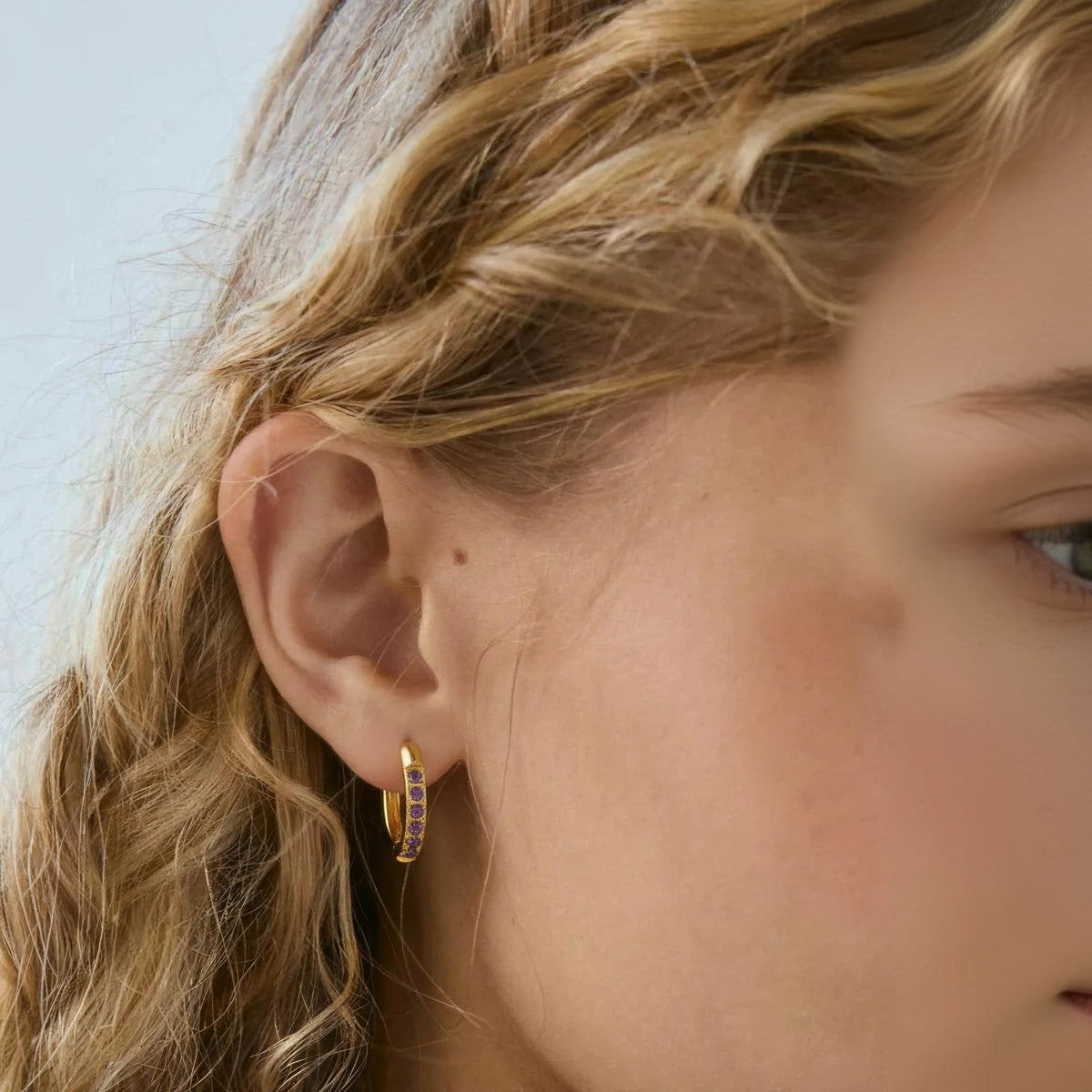 Purple Diamond Stud Earrings