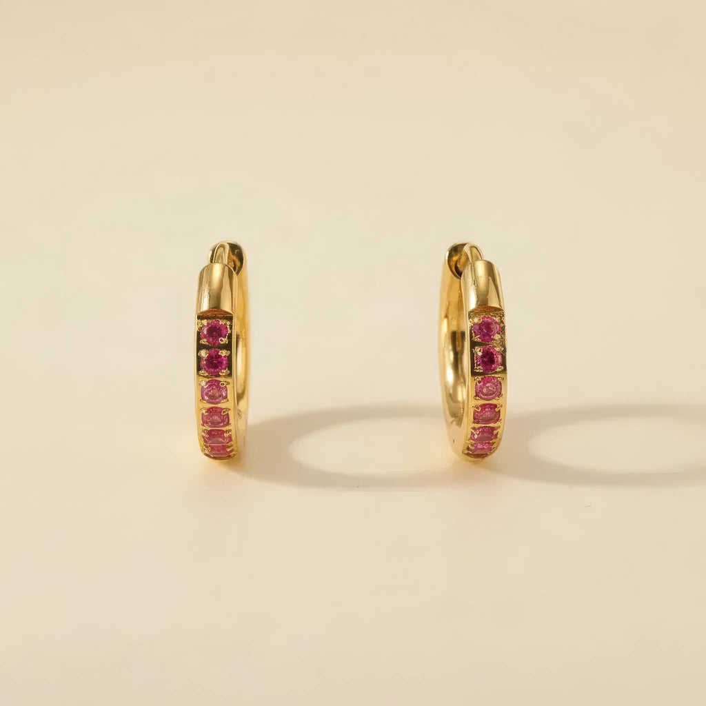 Geometric Rose Red Stud Earrings