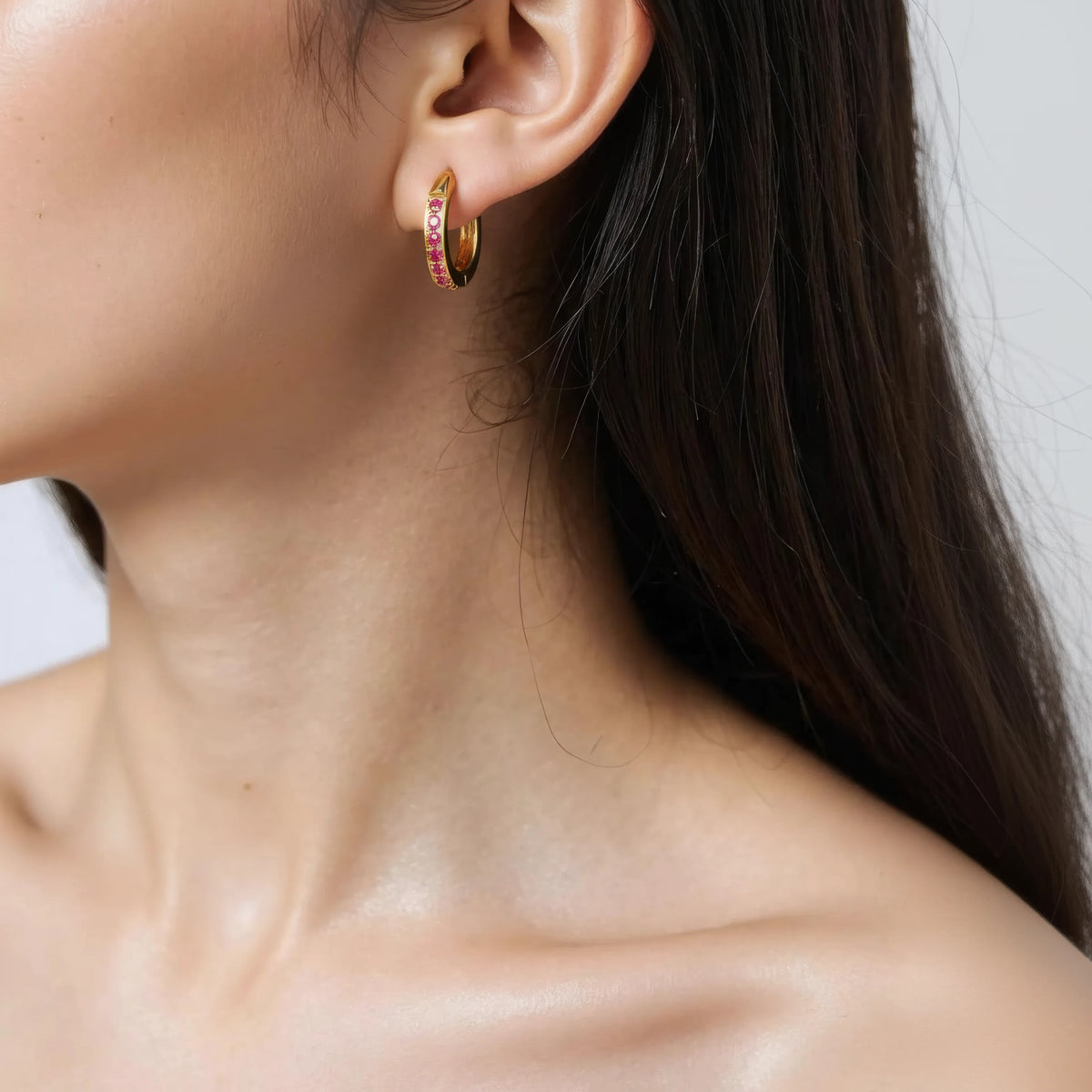 Geometric Rose Red Stud Earrings