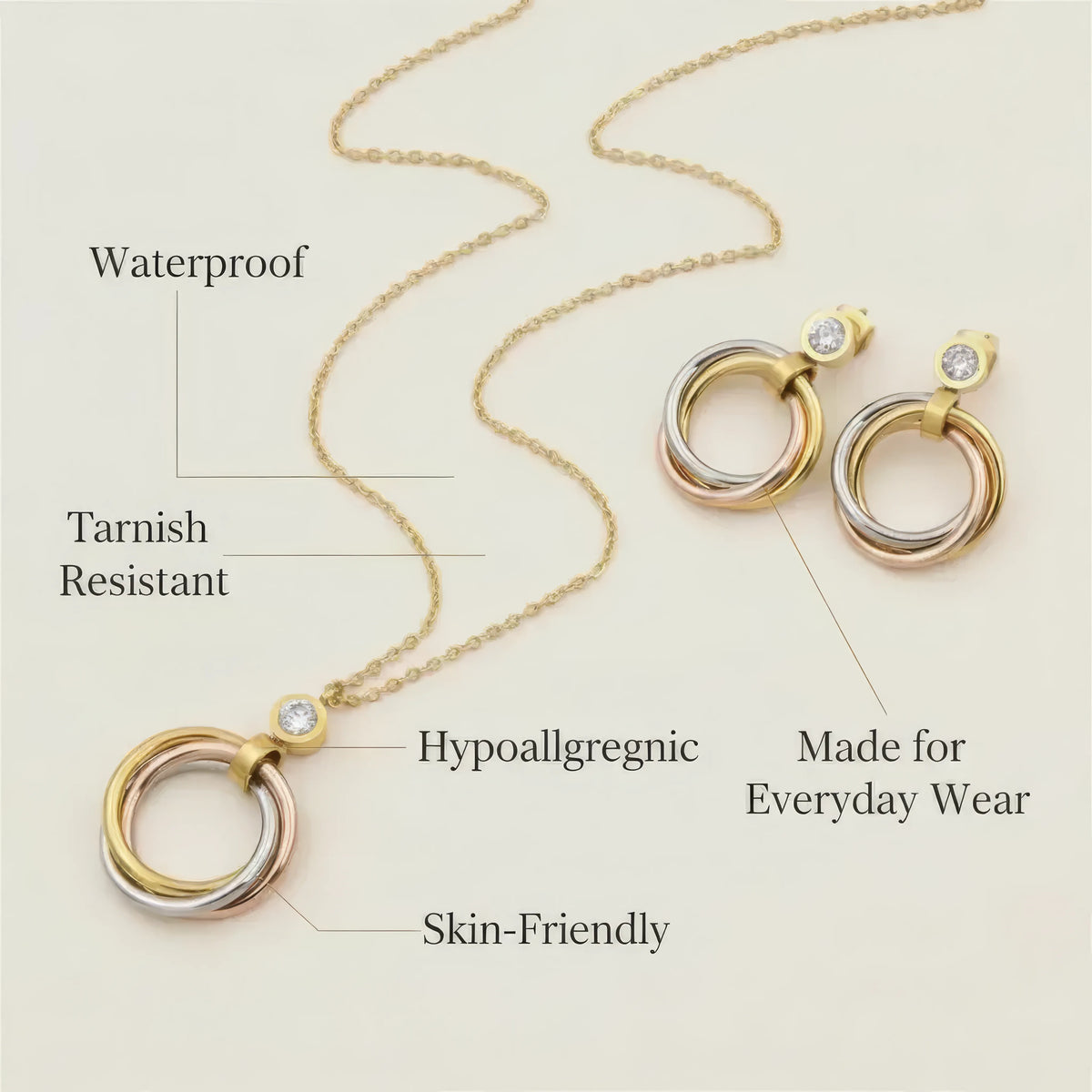 Peachy Golden Silver Rose Set