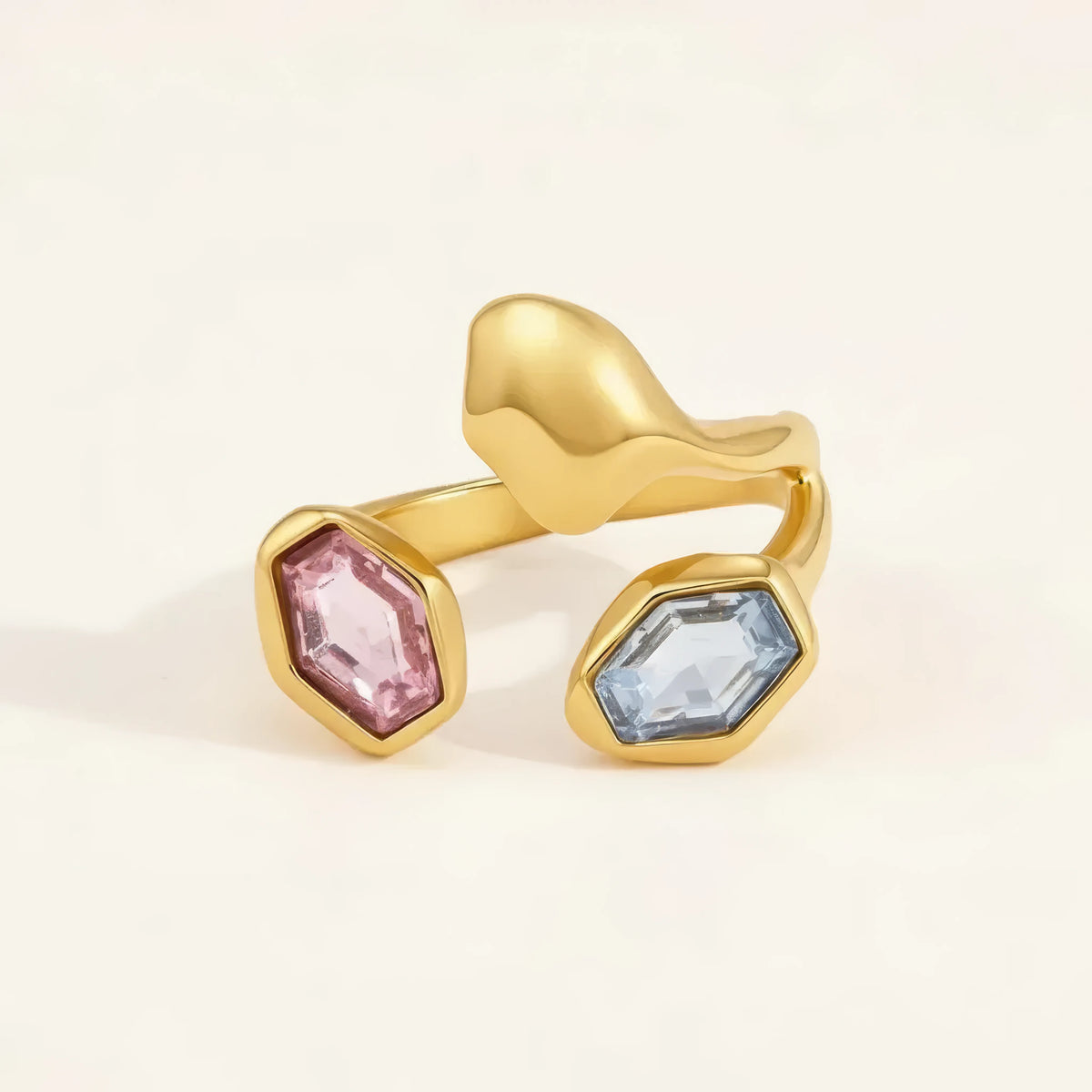 Geometric Zircon Open Ring