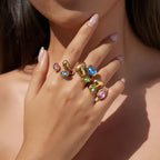 Geometric Zircon Open Ring