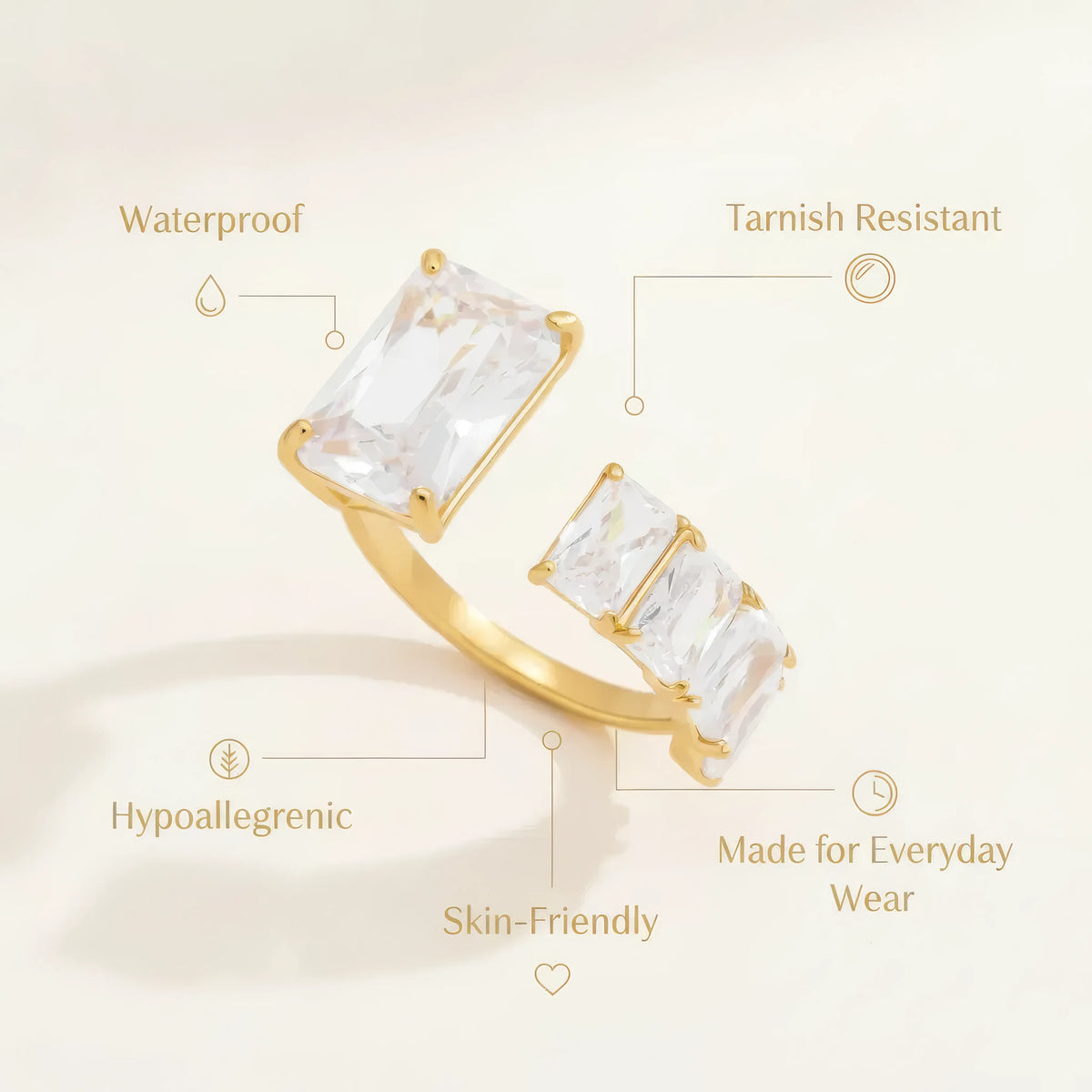 Geometric Zircon Ring