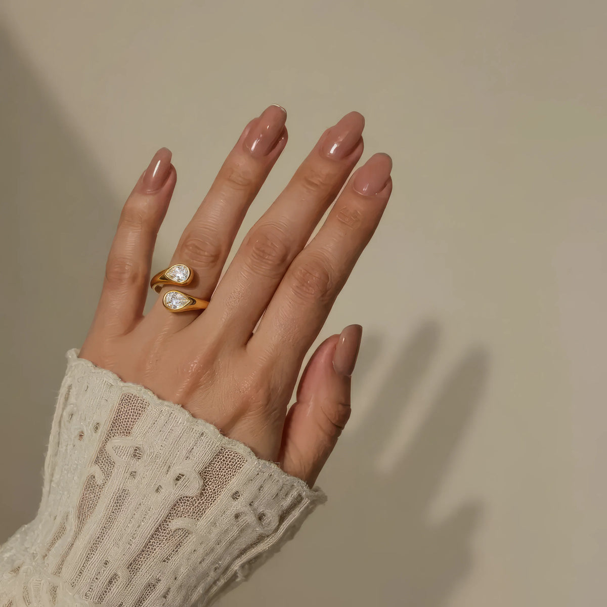 Geometric Waterdrop Open Ring