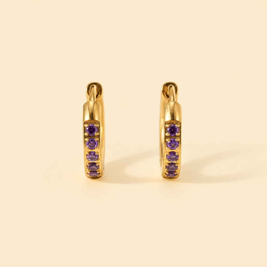 Purple Diamond Stud Earrings