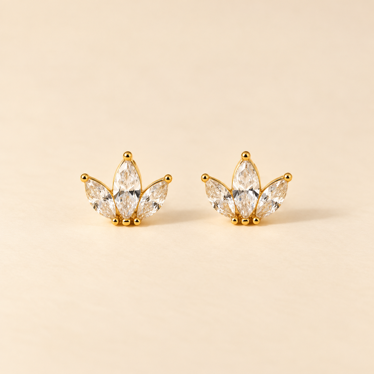 Flowers Heart Water Drop Stud Earrings