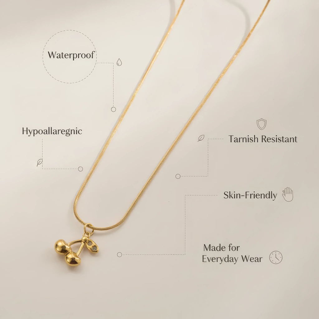 Golden Cherry Pendant Necklace