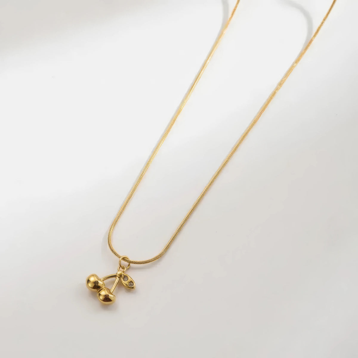 Golden Cherry Pendant Necklace