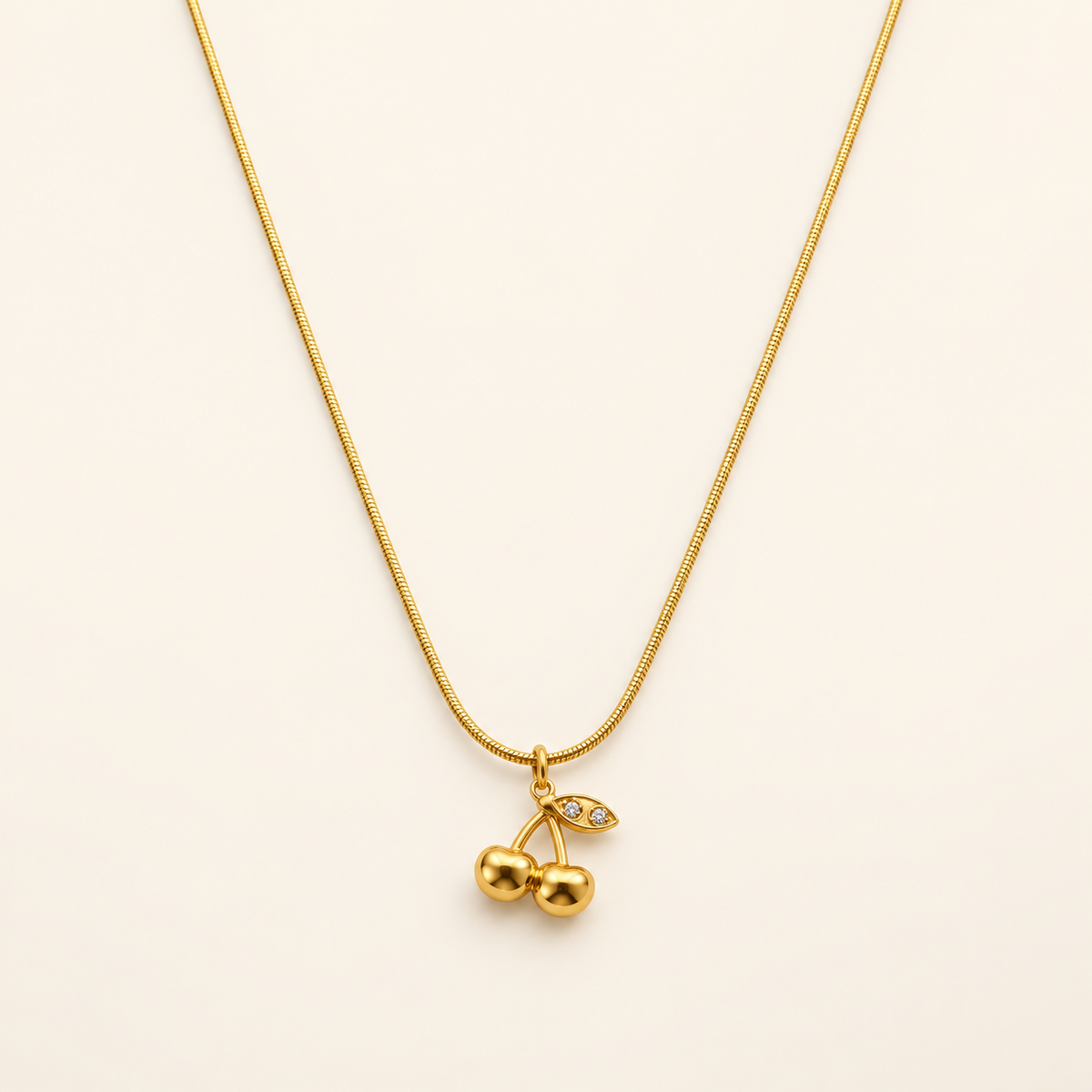 Golden Cherry Pendant Necklace