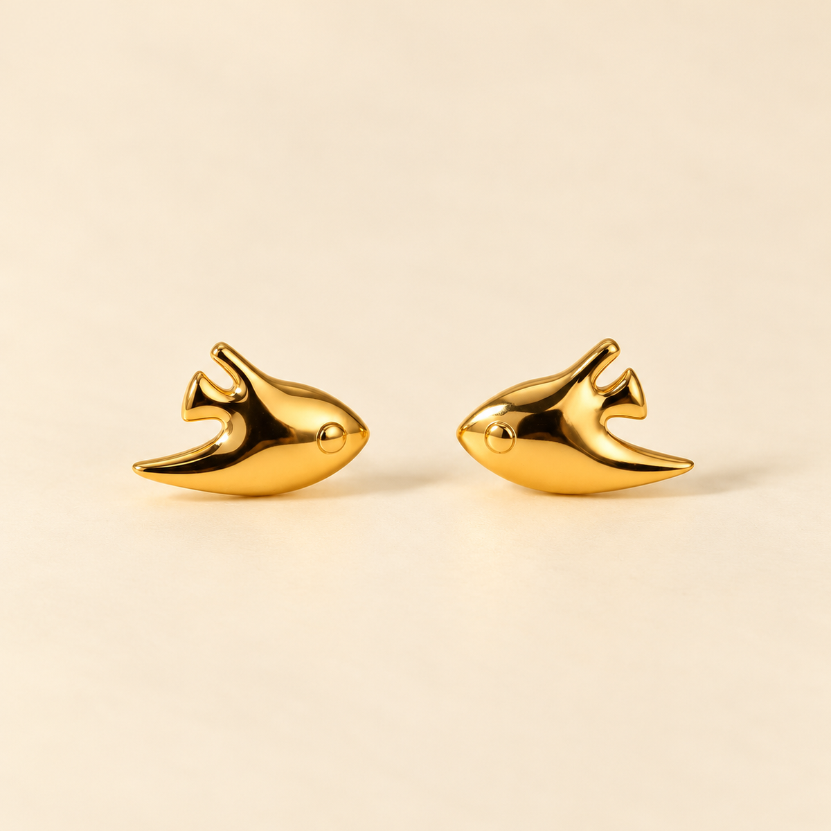 Golden Little Fish Stud Earrings