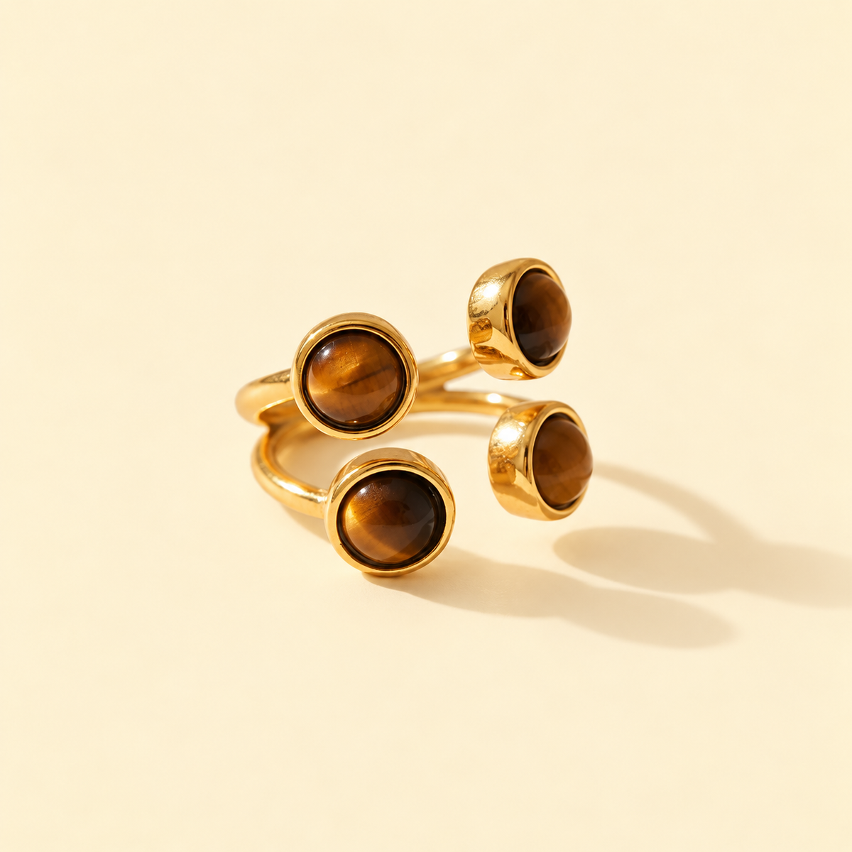 Tiger Eye U-Shape Ring