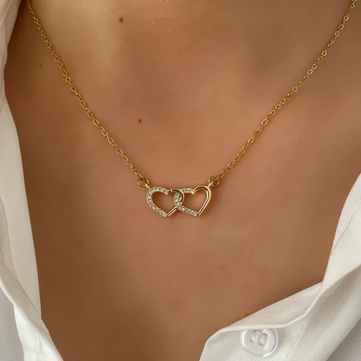 Two Heart Pendant Necklace