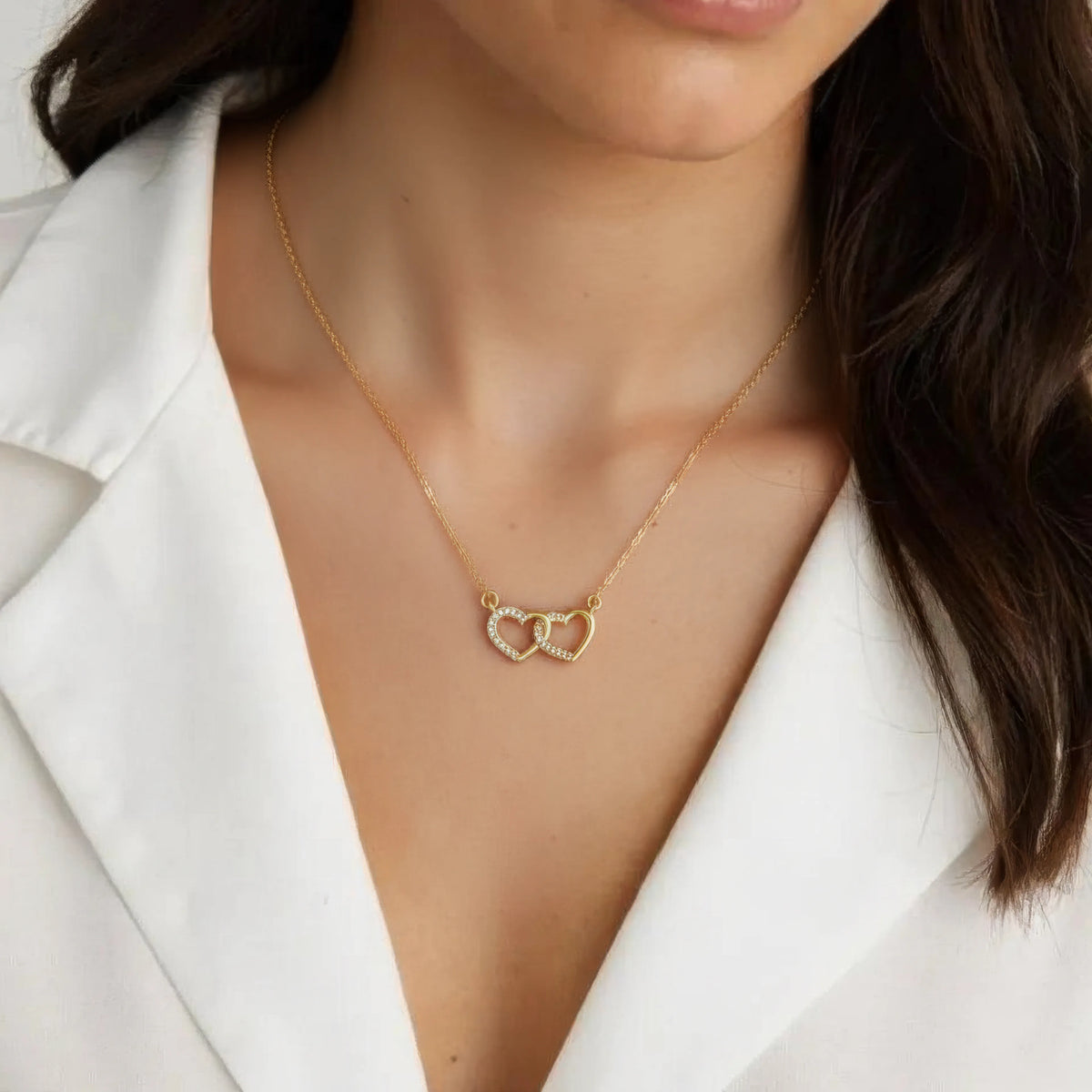 Two Heart Pendant Necklace