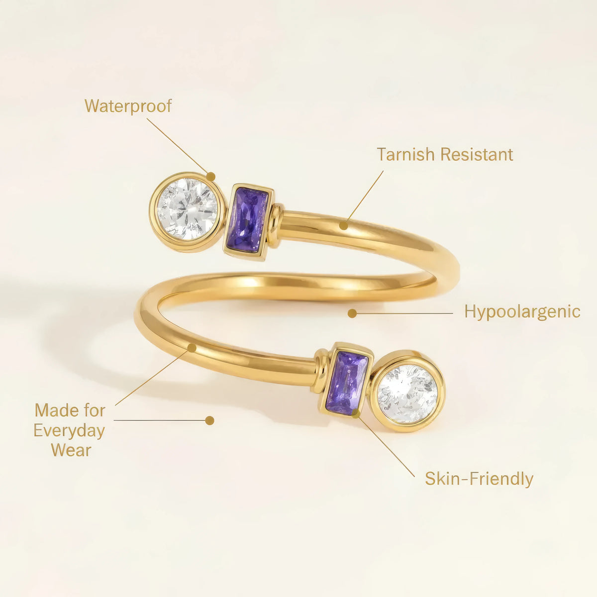 Heart Zircon Open Ring