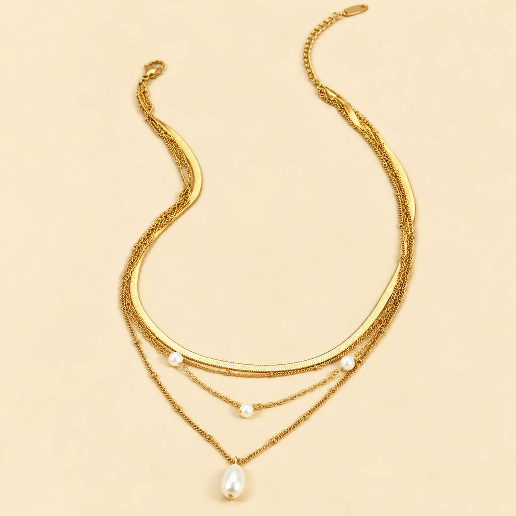 Golden Cascade Pearl Necklace