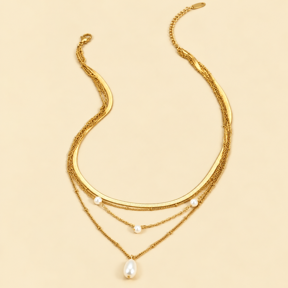 Golden Cascade Pearl Necklace