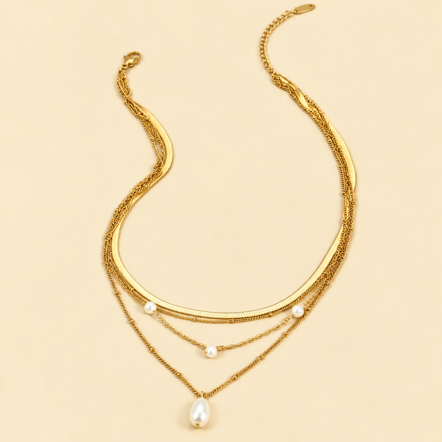 Golden Cascade Pearl Necklace