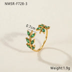 Vintage Touch Leaf Zircon Open Ring