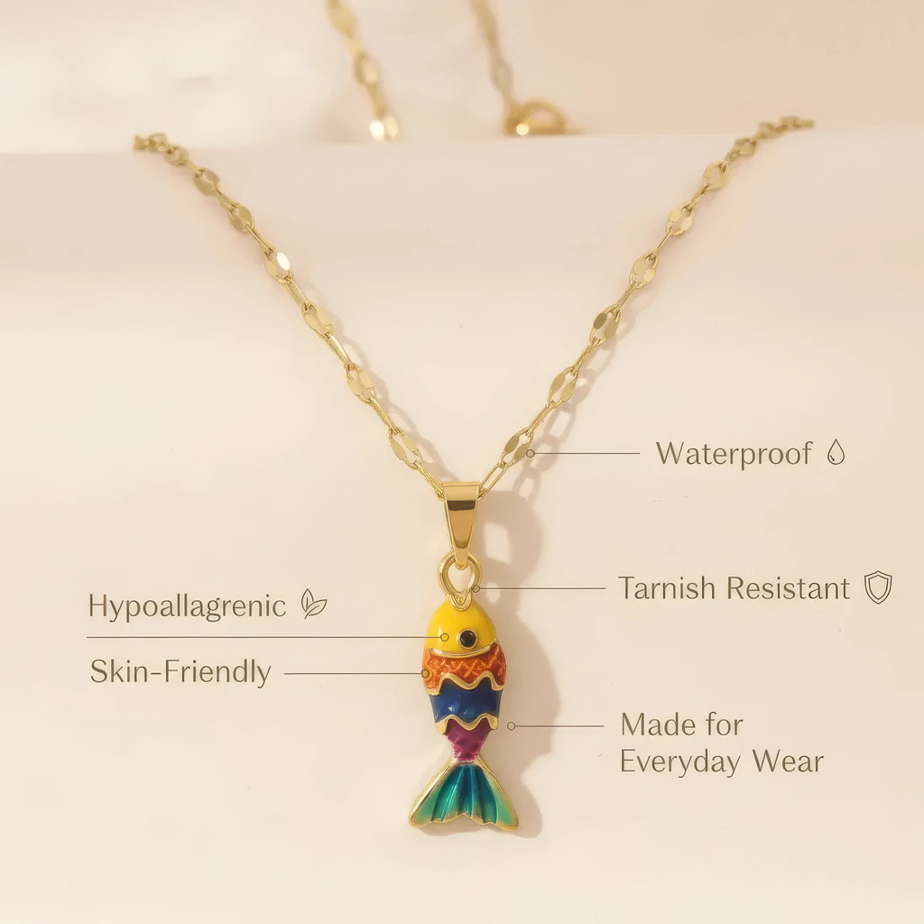 Enamel Fish Pendant Necklace