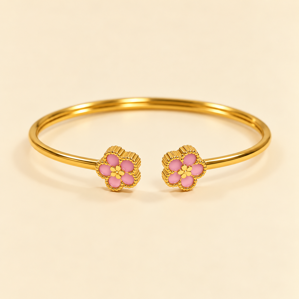 Retro Plant Cuff Pink Bracelet